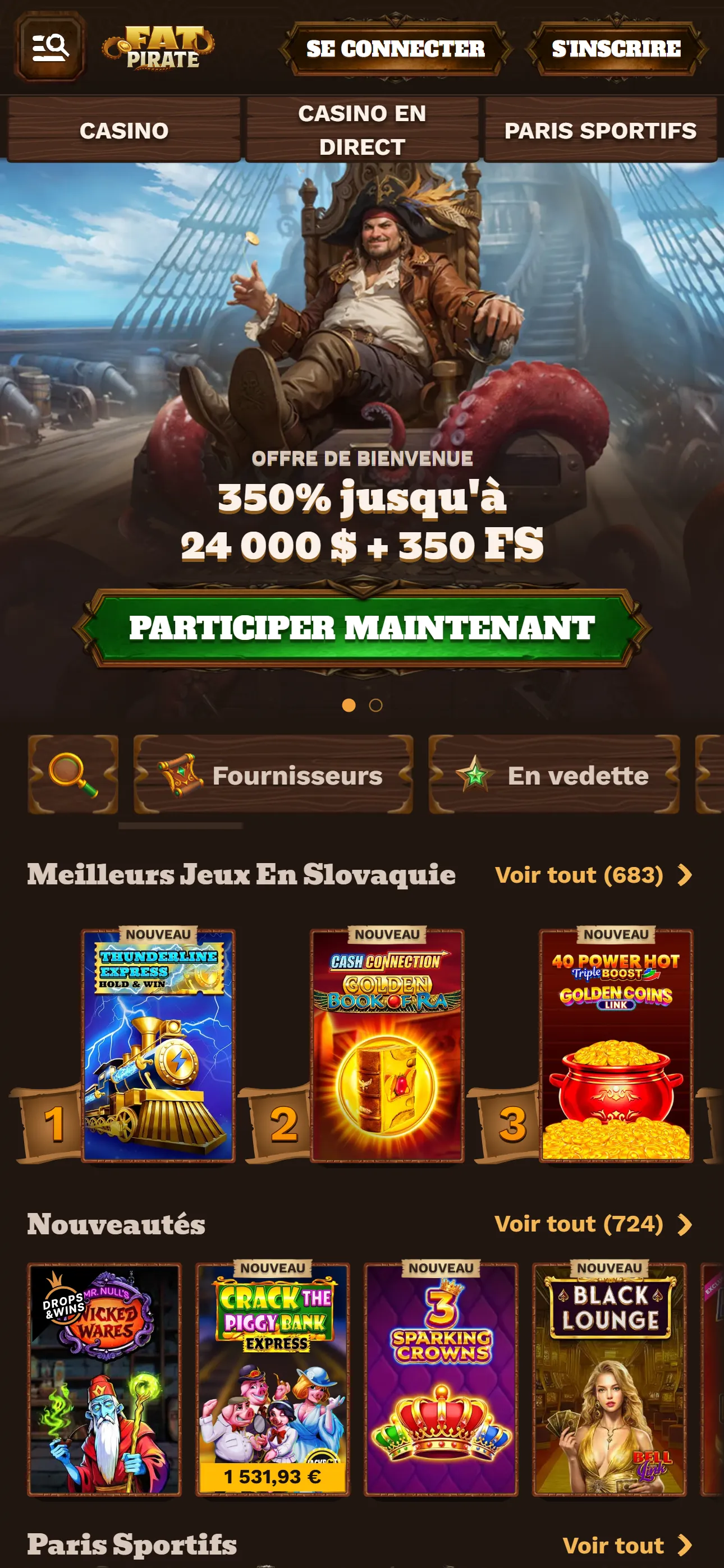 Fatpirate Casino sur mobile
